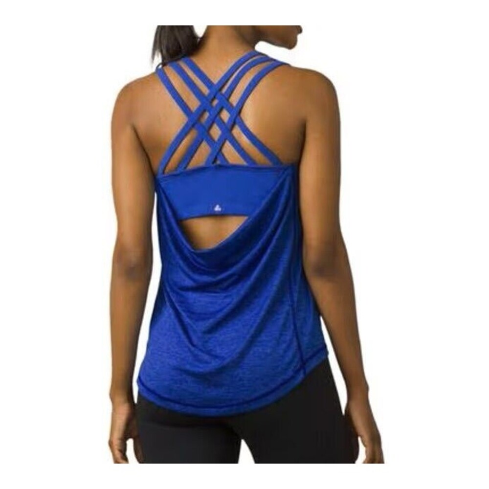 Prana Women's size XS Royal Blue Waterfall Tank Top Yoga Removable Padded Cups